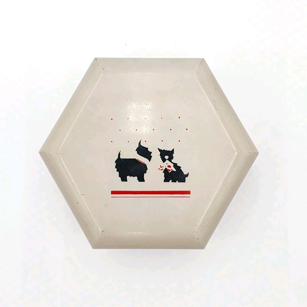 5 Vintage Plastic Scottie Dogs Drink Coasters Table Top Case Included Charming